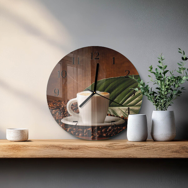 Wanduhr rund Tasse Kaffee