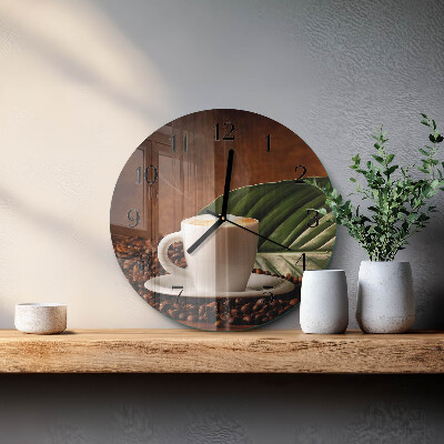 Wanduhr rund Tasse Kaffee