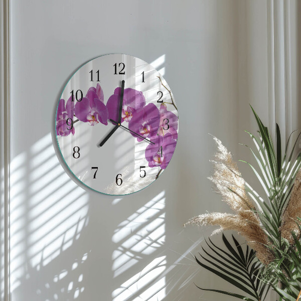 Wanduhr rund Orchidee