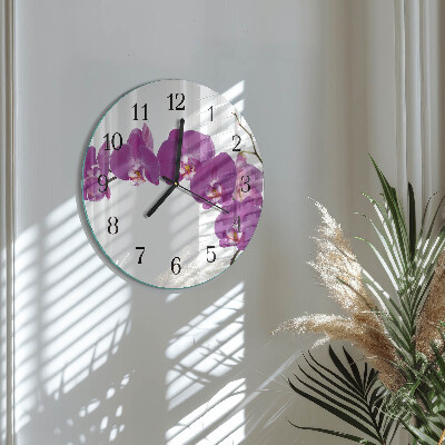 Wanduhr rund Orchidee