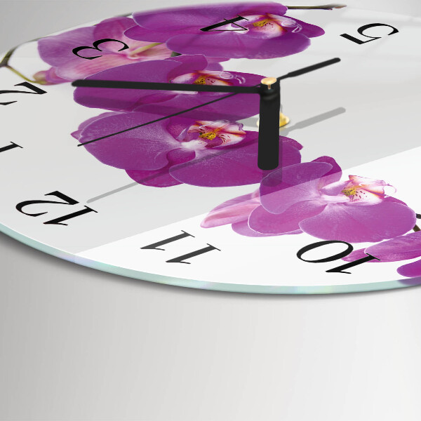 Wanduhr rund Orchidee