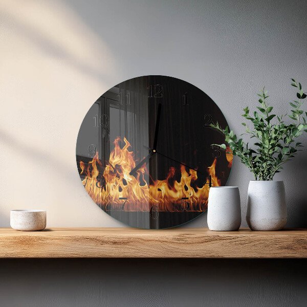 Wanduhr rund Feuer