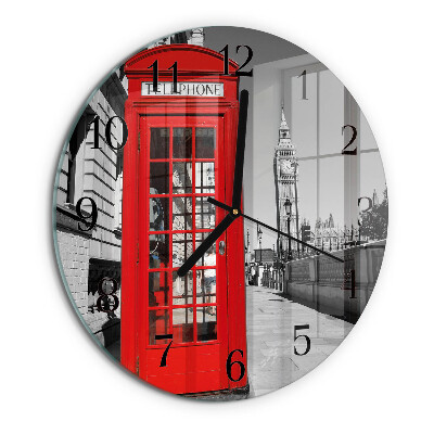 Wanduhr rund Rote Telefonzelle