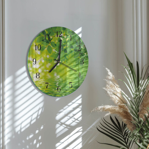 Wanduhr rund Blätter