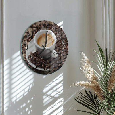 Wanduhr rund Tasse Kaffee