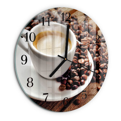 Wanduhr rund Tasse Kaffee