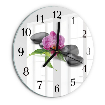 Wanduhr rund Orchidee
