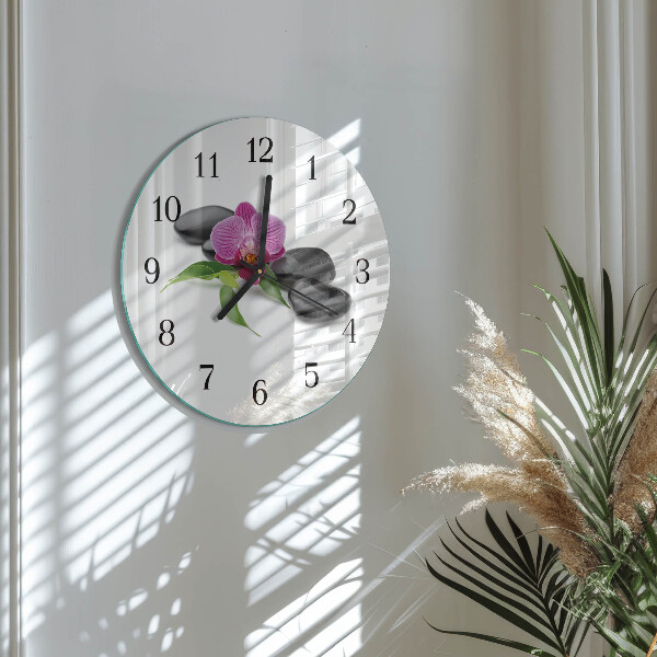 Wanduhr rund Orchidee