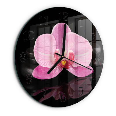 Wanduhr rund Orchidee