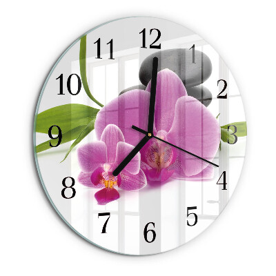 Wanduhr rund Orchidee
