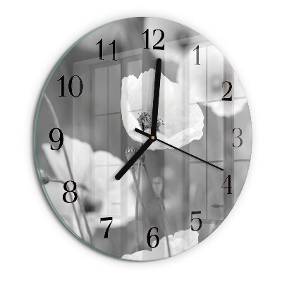 Wanduhr rund Mohnblumen