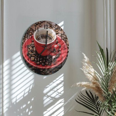 Wanduhr rund Tasse Kaffee