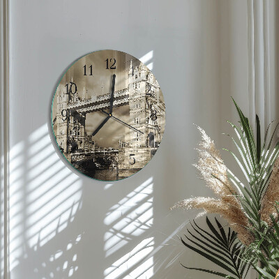 Wanduhr rund London Bridge Sepia