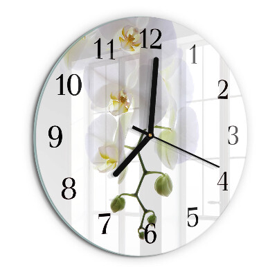 Wanduhr rund Orchidee