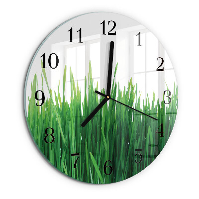 Wanduhr rund Gras