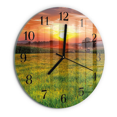 Wanduhr rund Landschaftswiese