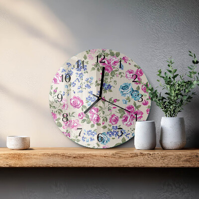 Wanduhr rund Rosen