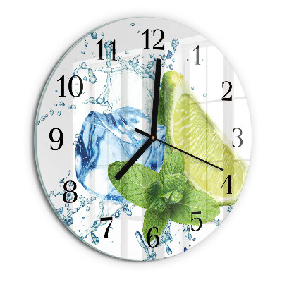 Wanduhr rund Limette und Minze