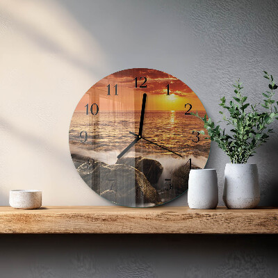 Wanduhr rund Sonnenuntergang