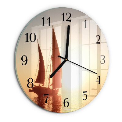 Wanduhr rund Segelboot