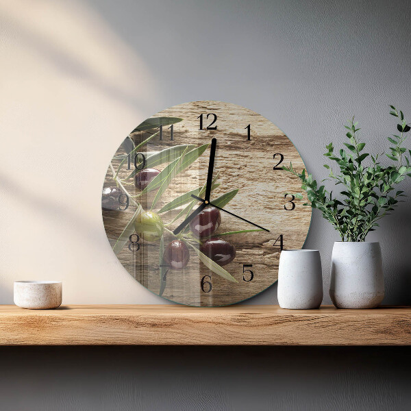 Wanduhr rund Oliven