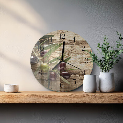 Wanduhr rund Oliven