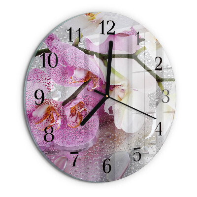 Wanduhr rund Orchidee