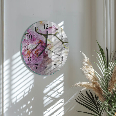 Wanduhr rund Orchidee