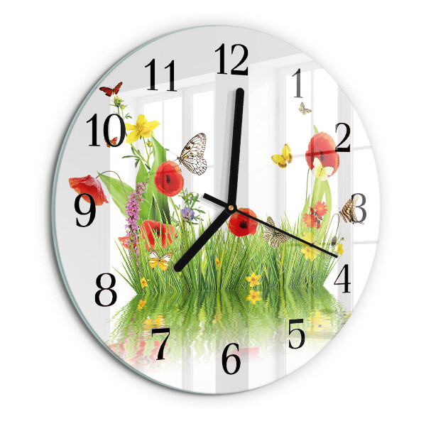 Wanduhr rund Wiese
