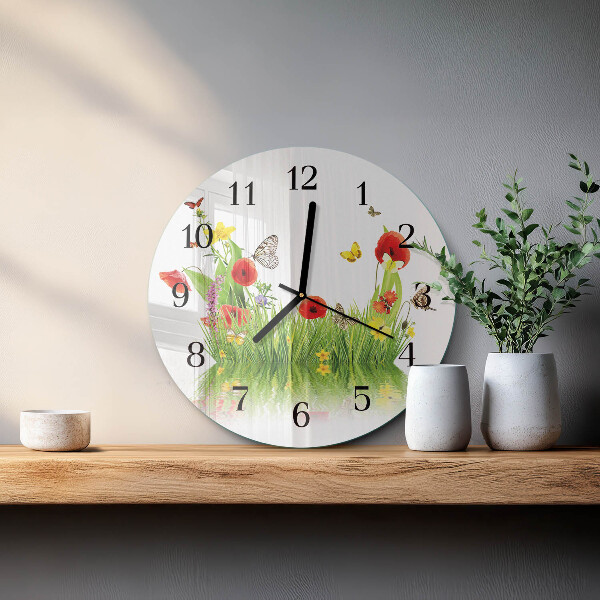 Wanduhr rund Wiese
