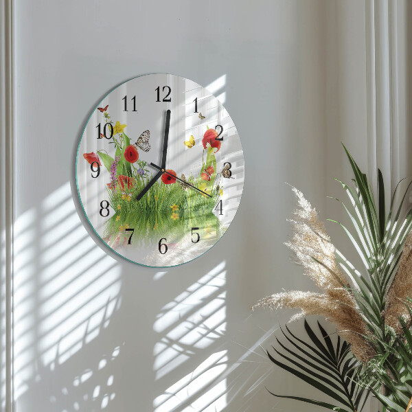Wanduhr rund Wiese