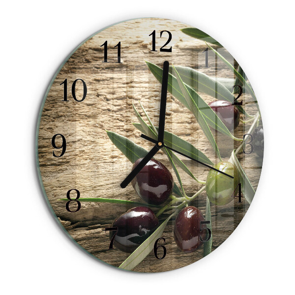 Wanduhr rund Oliven