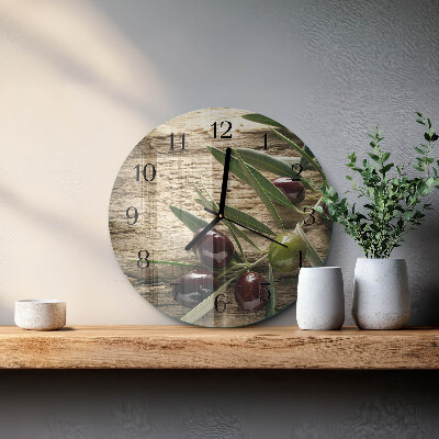 Wanduhr rund Oliven