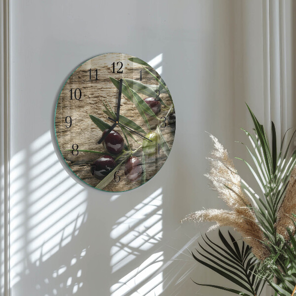 Wanduhr rund Oliven