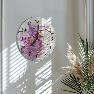 Wanduhr rund Orchidee