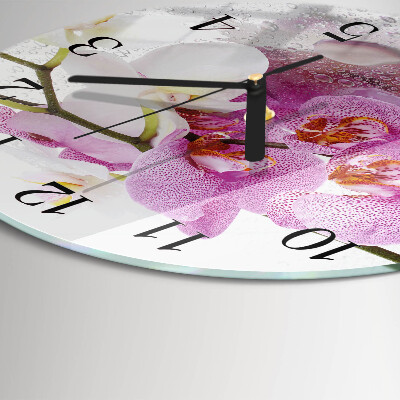 Wanduhr rund Orchidee