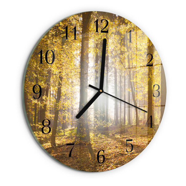 Wanduhr rund Herbst im Wald