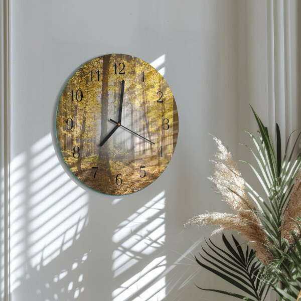 Wanduhr rund Herbst im Wald