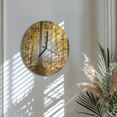 Wanduhr rund Herbst im Wald
