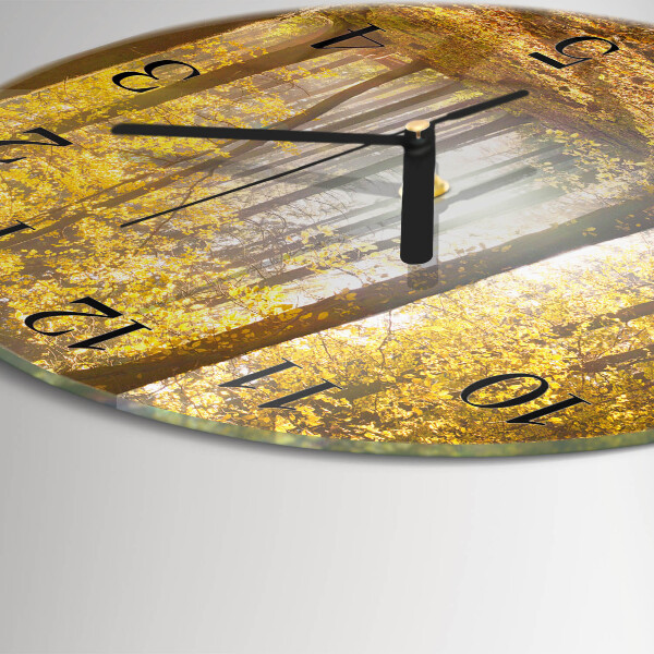 Wanduhr rund Herbst im Wald