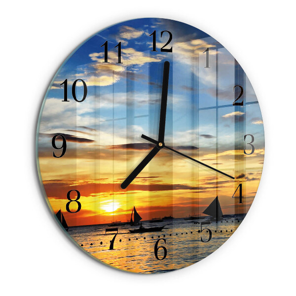 Wanduhr rund Sonnenuntergang