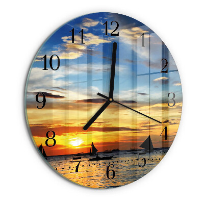 Wanduhr rund Sonnenuntergang