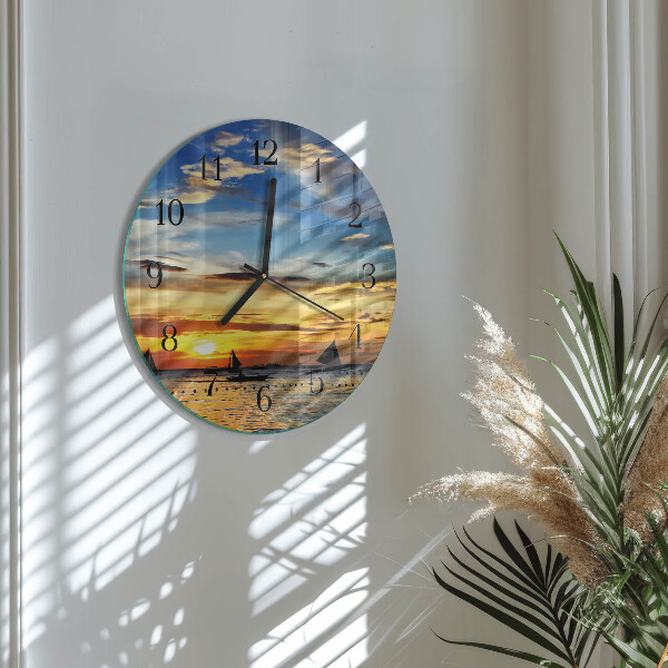 Wanduhr rund Sonnenuntergang