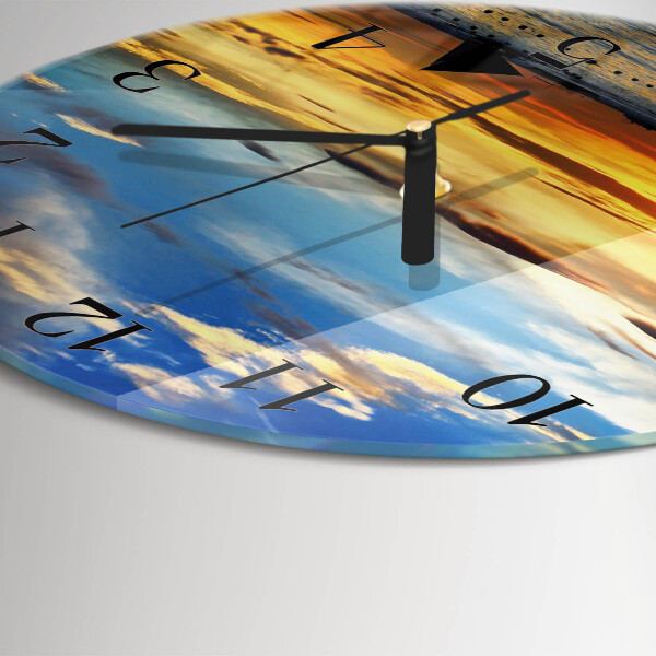 Wanduhr rund Sonnenuntergang