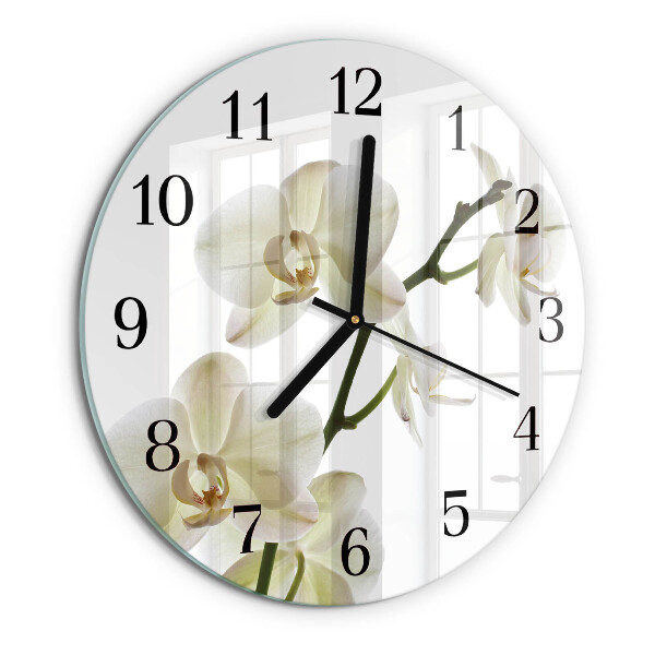 Wanduhr rund Orchidee