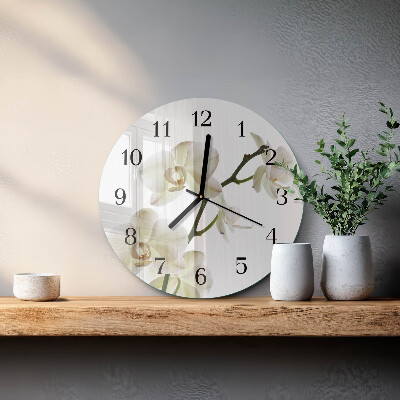 Wanduhr rund Orchidee