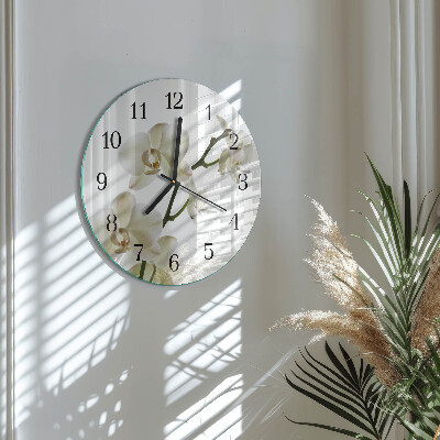 Wanduhr rund Orchidee