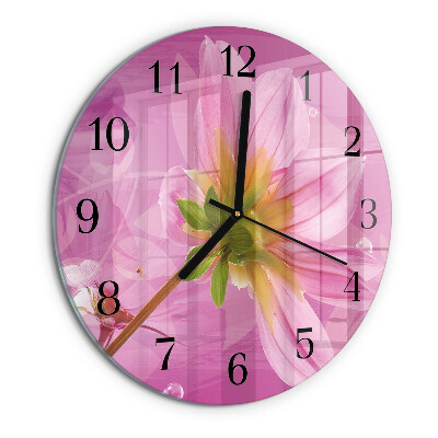 Wanduhr rund Blume