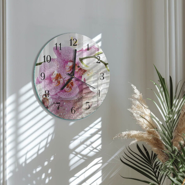 Wanduhr rund Orchidee