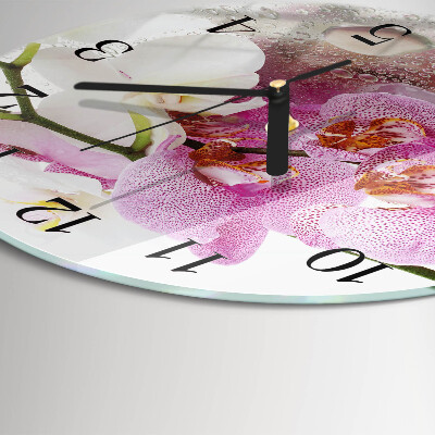 Wanduhr rund Orchidee